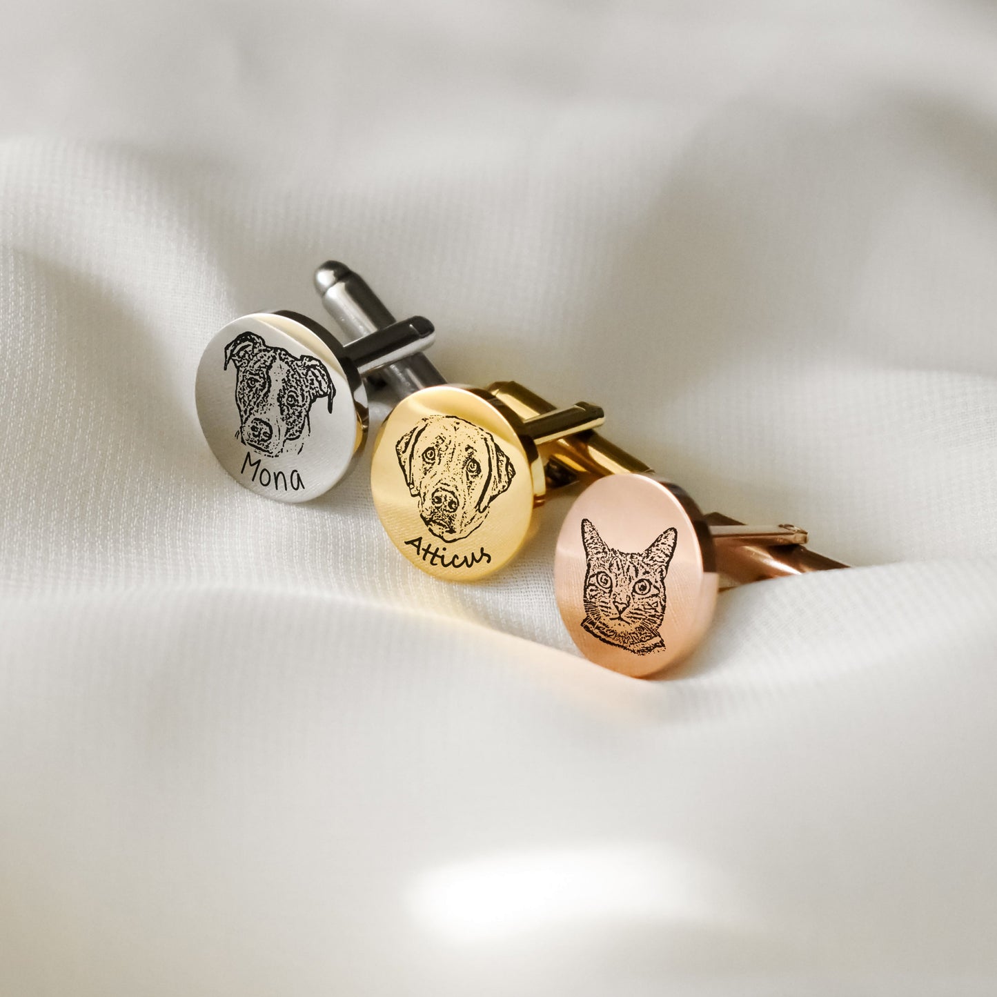 stainless steel pet portrait cuff links