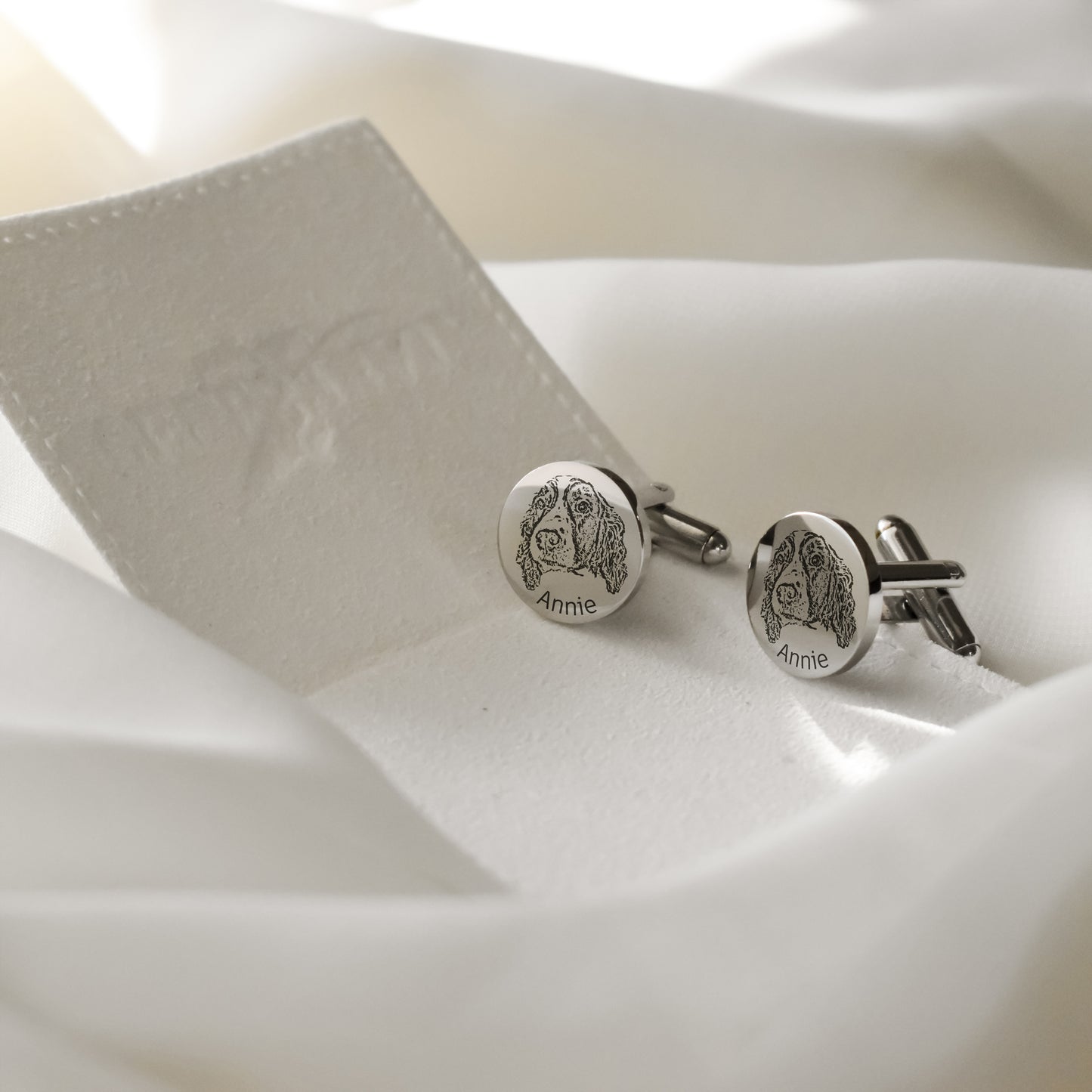 stainless steel pet portrait cuff links