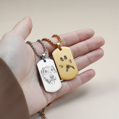 Pet Portrait Men Dog Tag