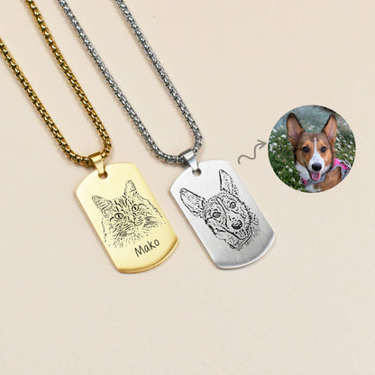 Pet Portrait Men Dog Tag