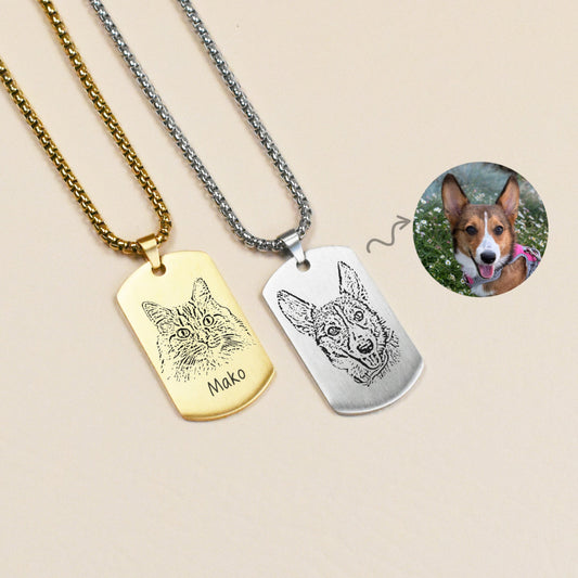Pet Portrait Men Dog Tag