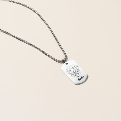 Pet Portrait Men Dog Tag