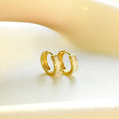 Sterling Silver 18K Gold Vermeil Mother of Pearl Hoops 