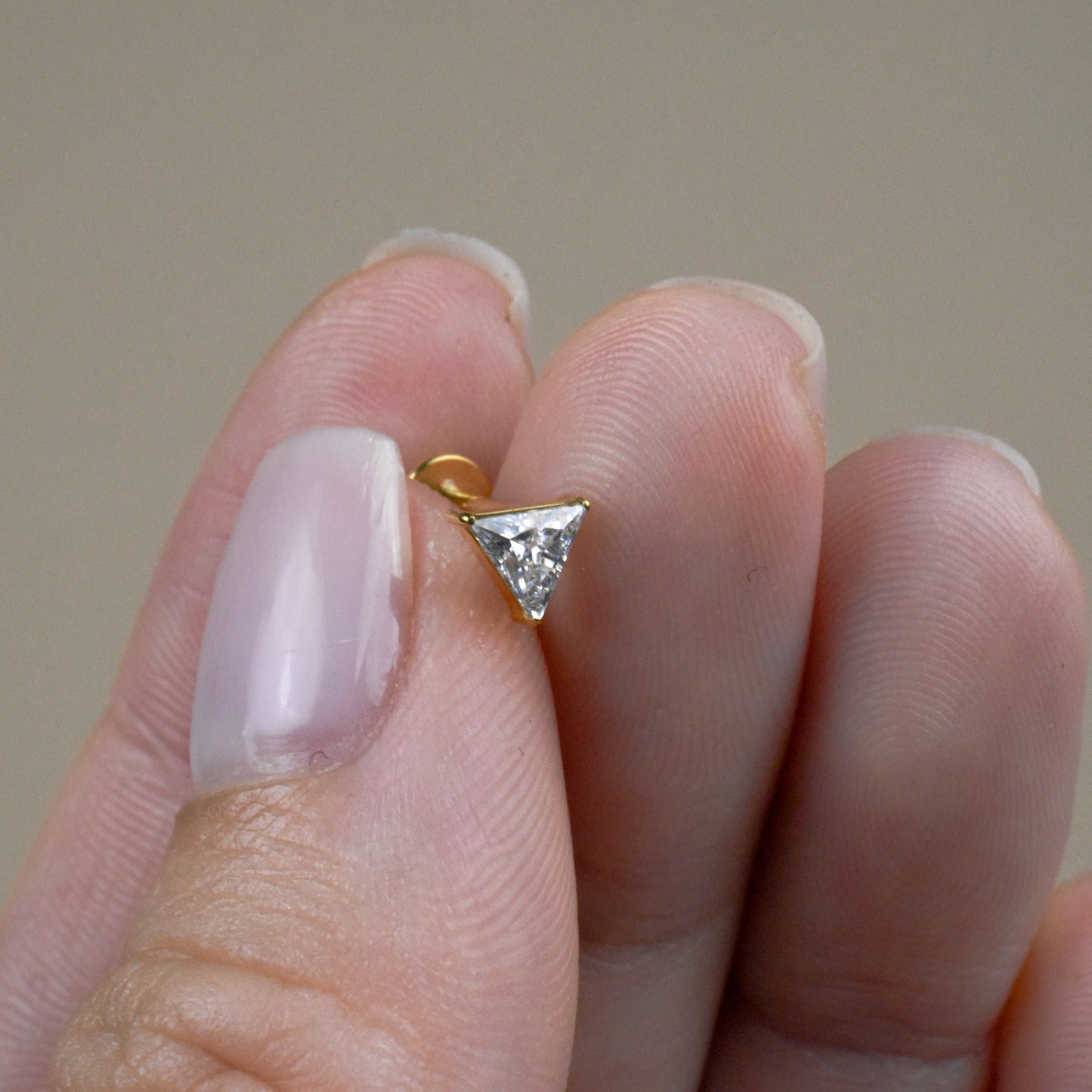 Tiny Triangle CZ Internally Threaded Titanium Flat Back
