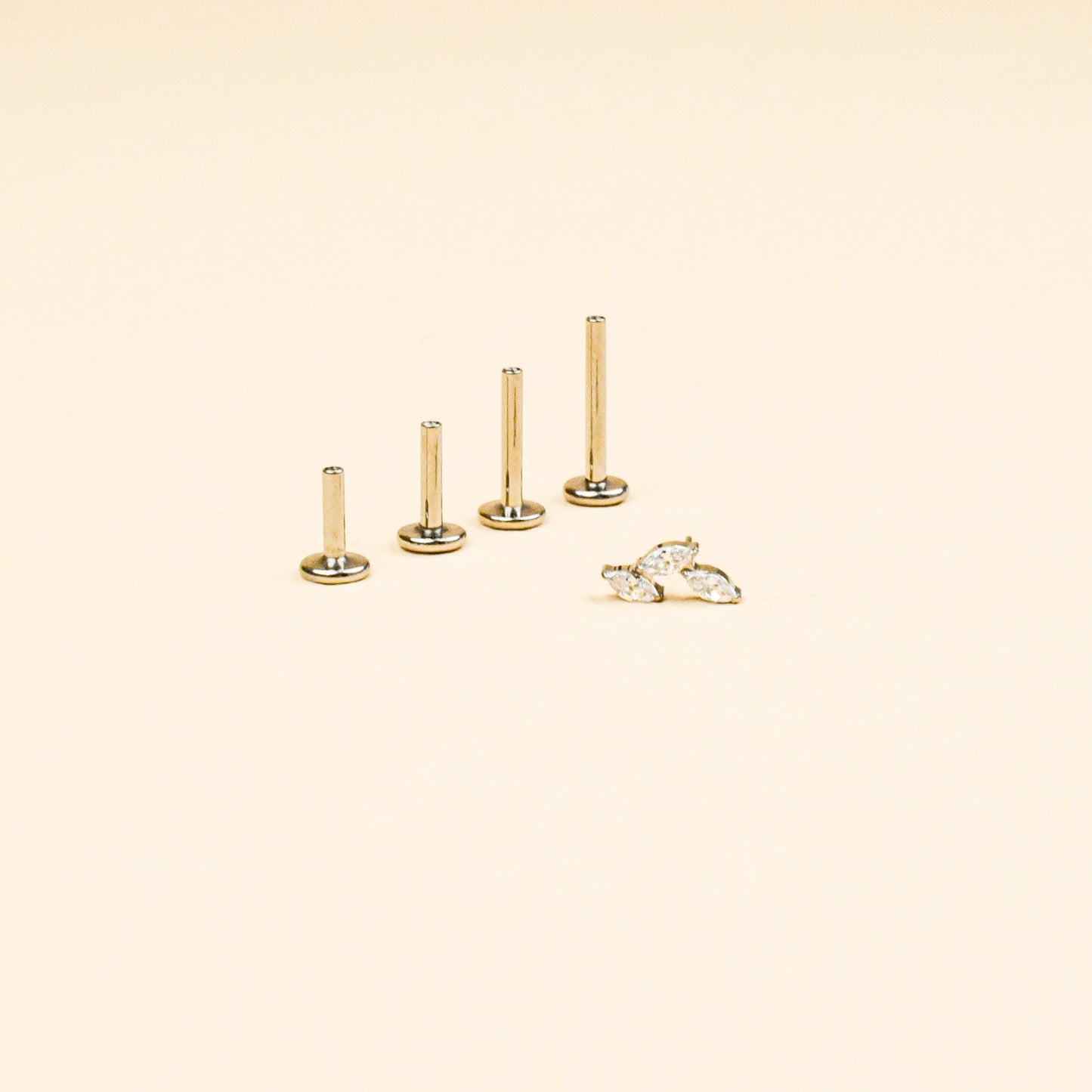 Tri-Leaf CZ Titanium Flatback Stud