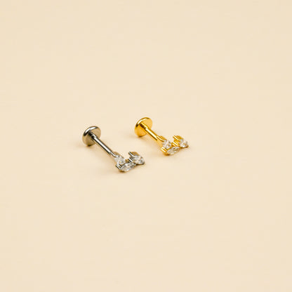 Tri-Leaf CZ Titanium Flatback Stud