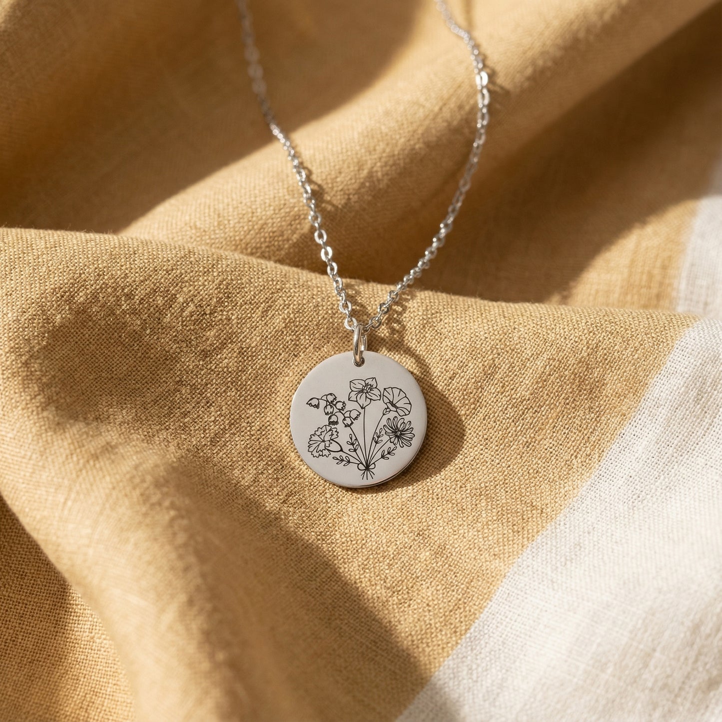 Personalized Birth Month Flower Bouquet Necklace