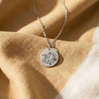 Personalized Birth Month Flower Bouquet Necklace