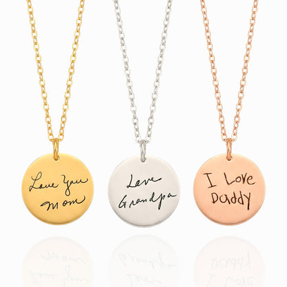 Custom Handwriting Disc Necklace