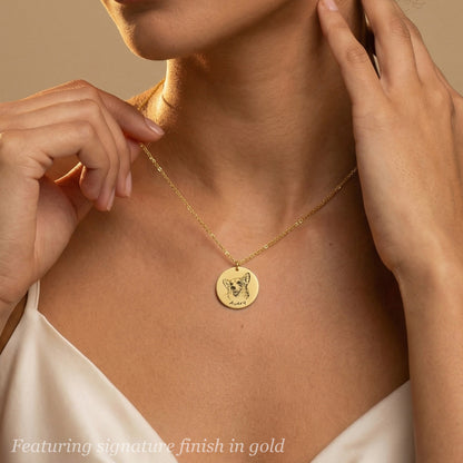 Custom Pet Portrait & Name Engraved Disc Necklace