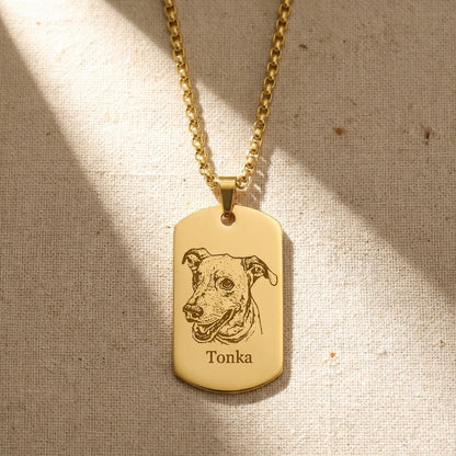 Pet Portrait Men Dog Tag