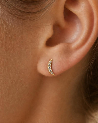 Pavé Crescent Moon Threadless Flat Back