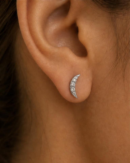 Pavé Crescent Moon Threadless Flat Back
