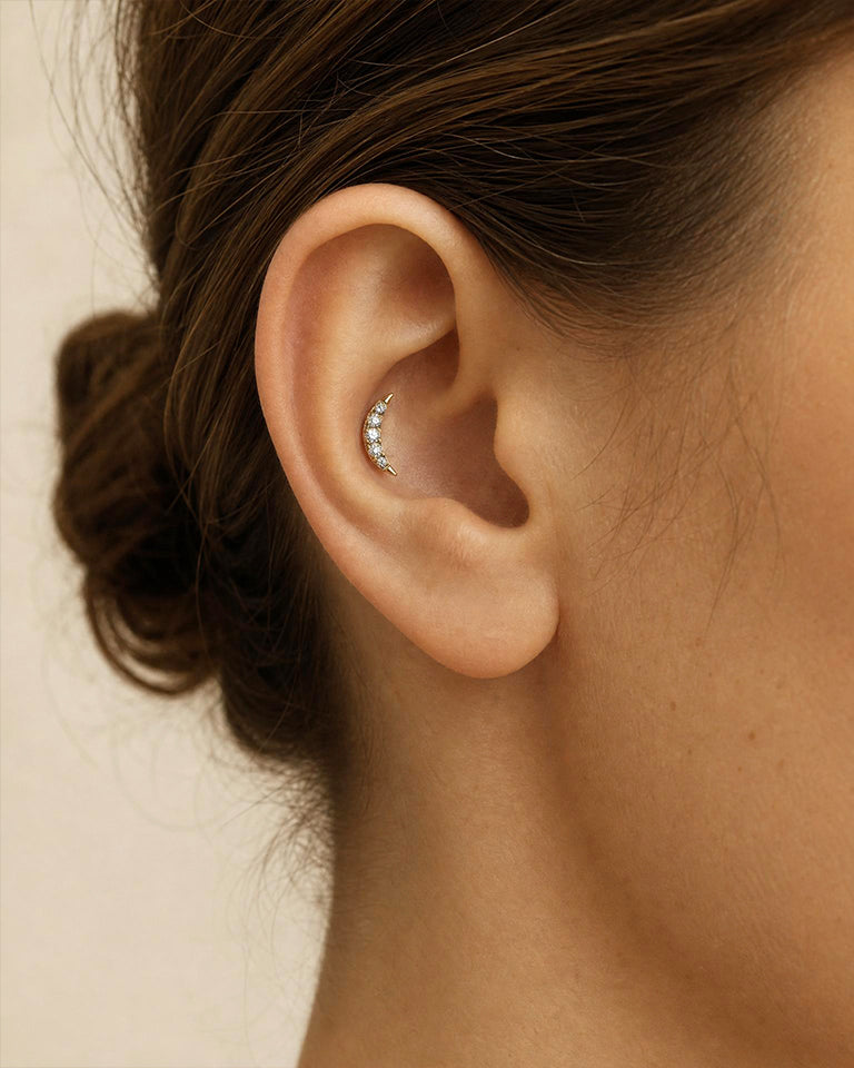 Pavé Crescent Moon Threadless Flat Back