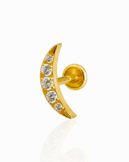 Pavé Crescent Moon Threadless Flat Back