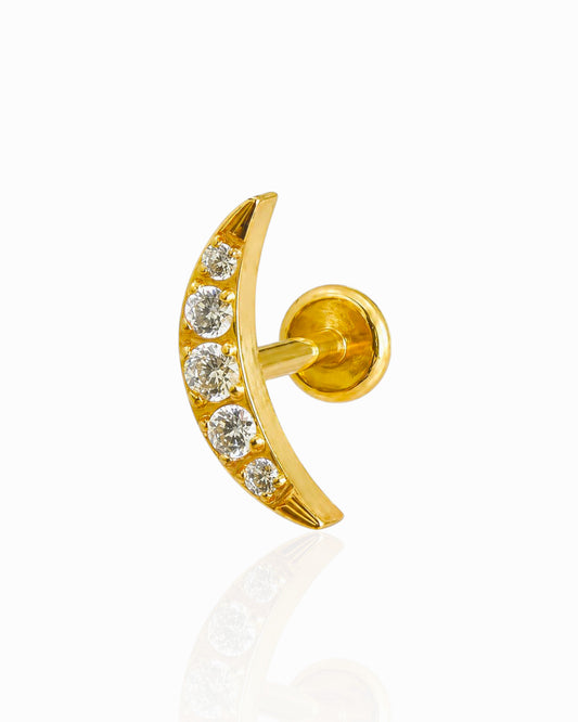 Pavé Crescent Moon Threadless Flat Back