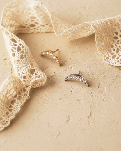 Pavé Crescent Moon Threadless Flat Back
