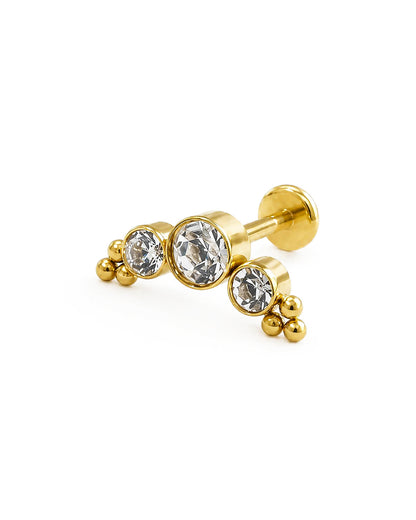 Curved CZ Cluster Flat Back Stud