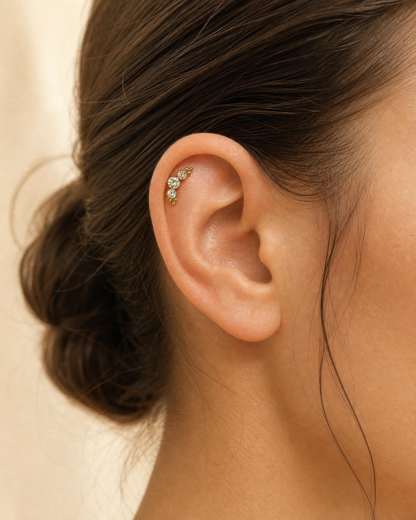 Curved CZ Cluster Flat Back Stud