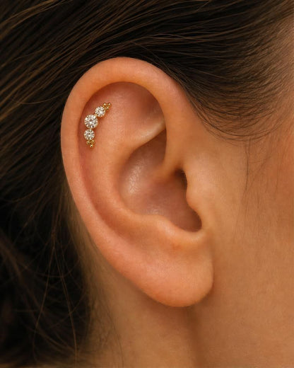 Curved CZ Cluster Flat Back Stud