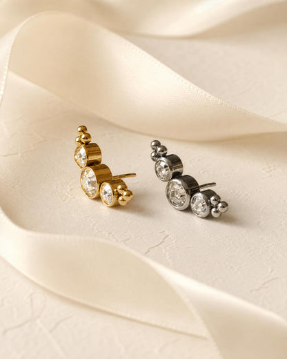 Curved CZ Cluster Flat Back Stud