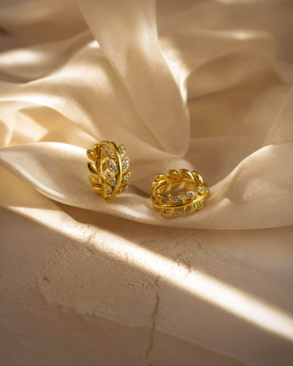 Willow Leaf CZ Huggies