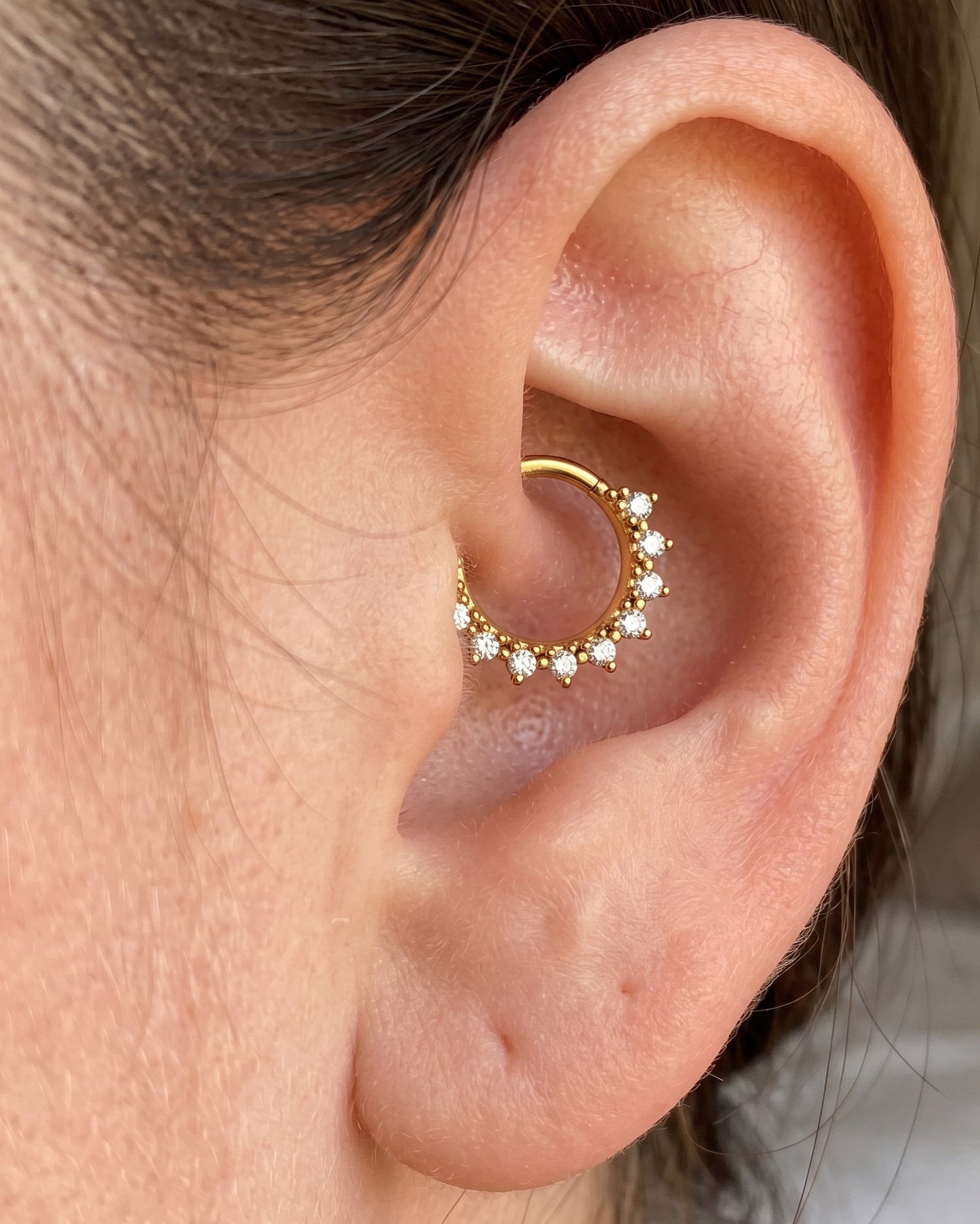 CZ Pave Daith Clicker Hoop Ring