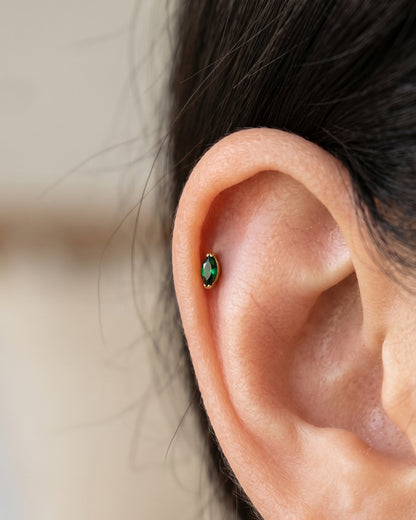 The Emerald Marquise Flat Back Stud