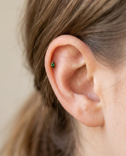 The Emerald Marquise Flat Back Stud