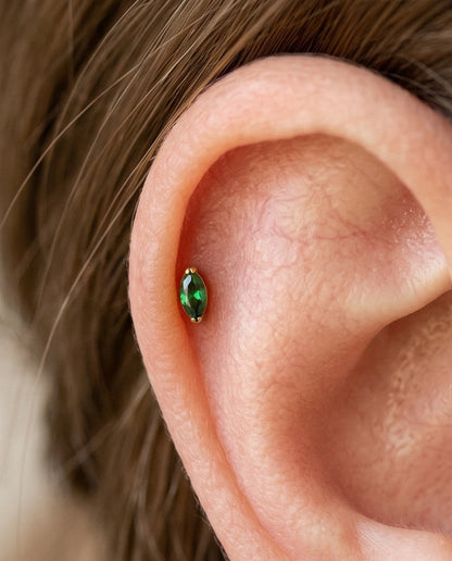 The Emerald Marquise Flat Back Stud