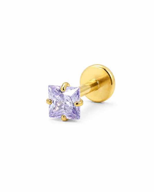 3mm Amethyst Princess Cut Threadless Labret