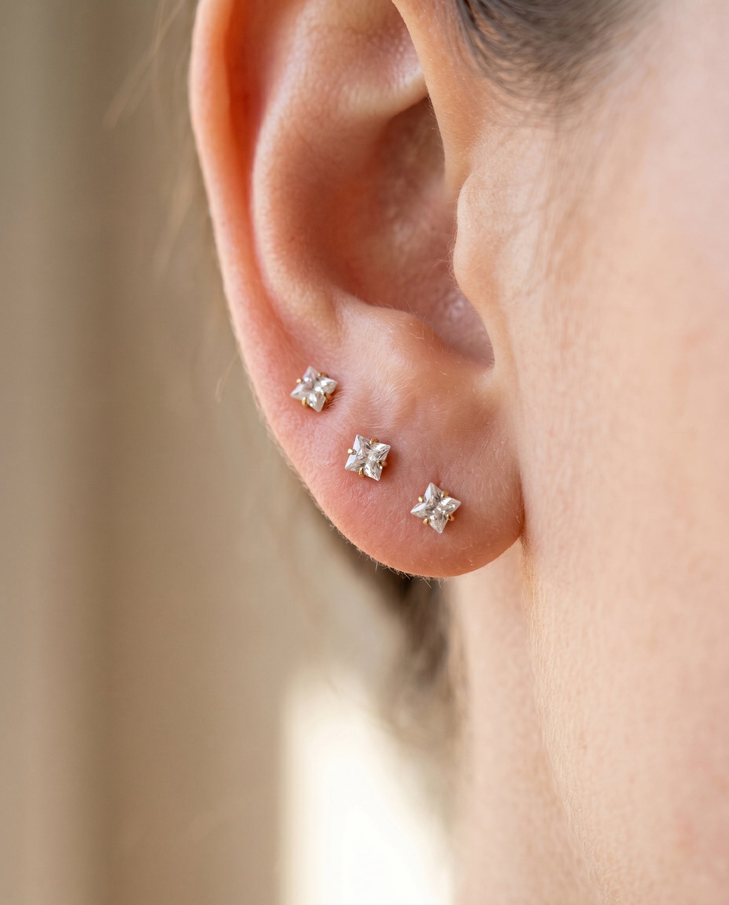 3mm Princess Cut CZ Threadless Back