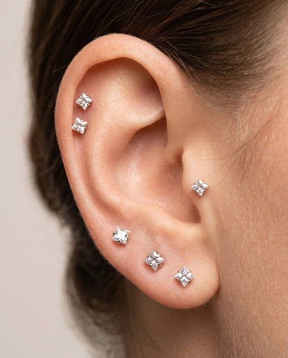 3mm Princess Cut CZ Threadless Back