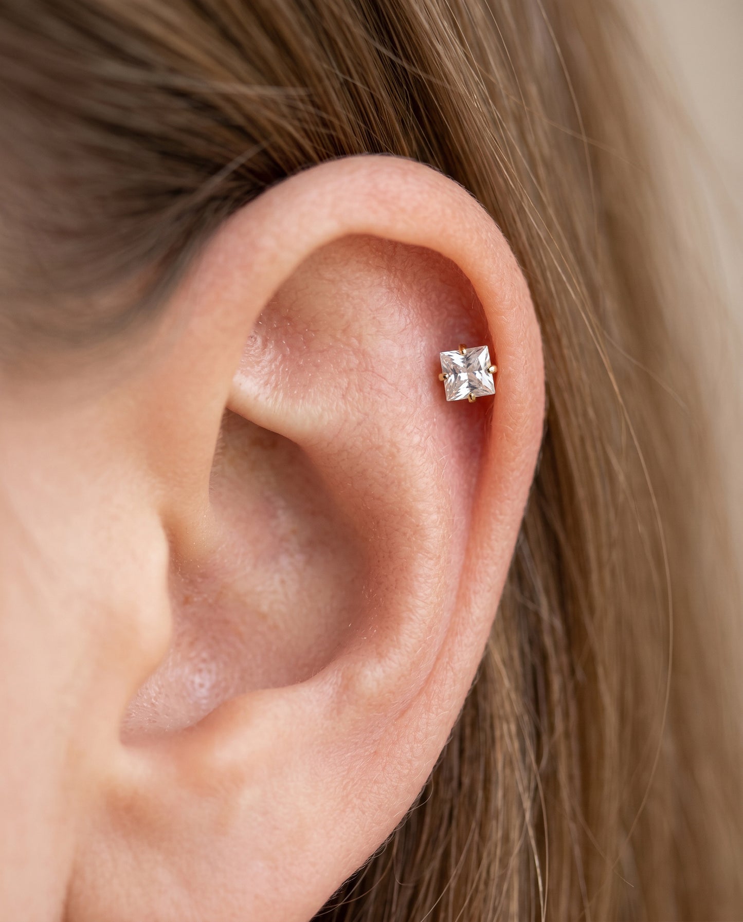3mm Princess Cut CZ Threadless Back