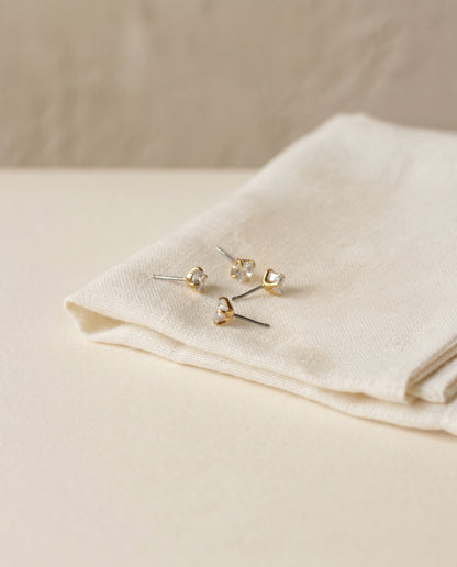 3mm CZ Heart Threadless Flat Back Stud