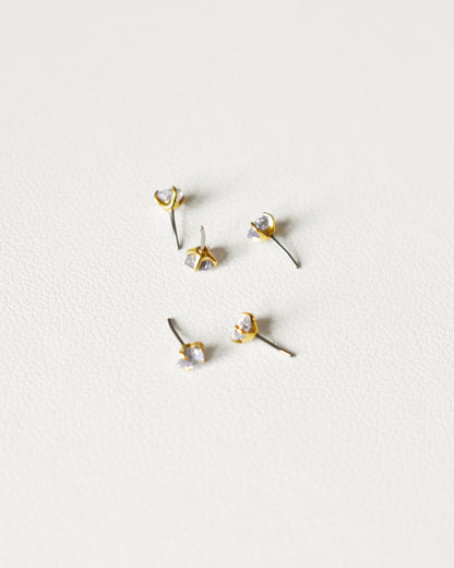 3mm Amethyst Heart Threadless Flat Back Stud
