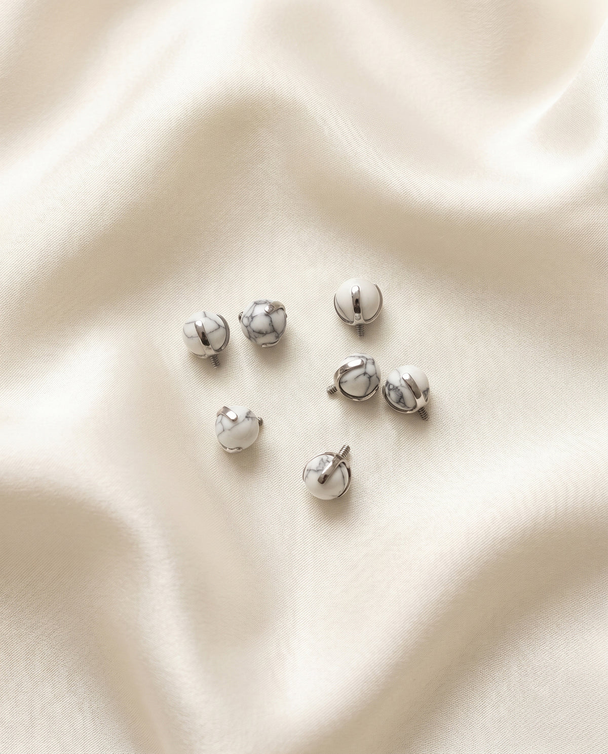 White Howlite Ball Internally Threaded Stud