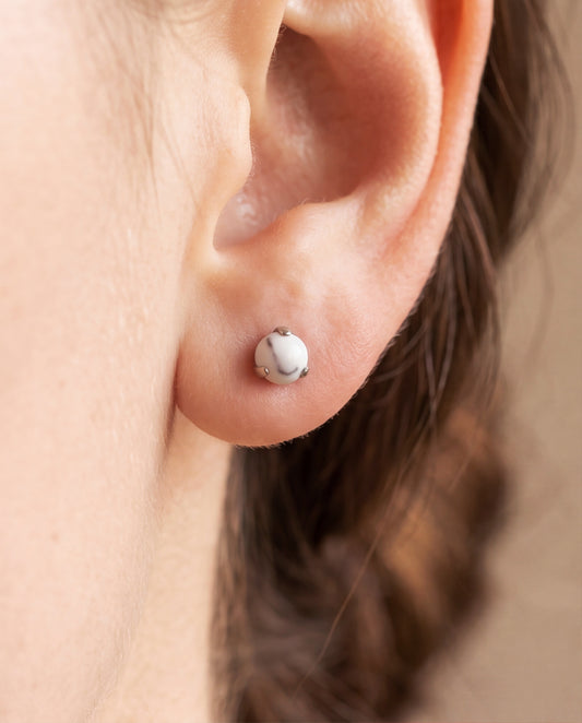 White Howlite Ball Internally Threaded Stud