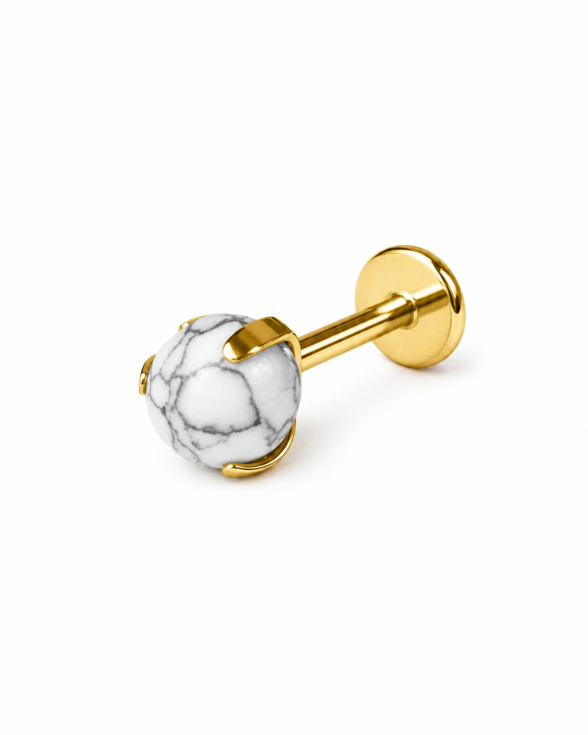 White Howlite Ball Internally Threaded Stud