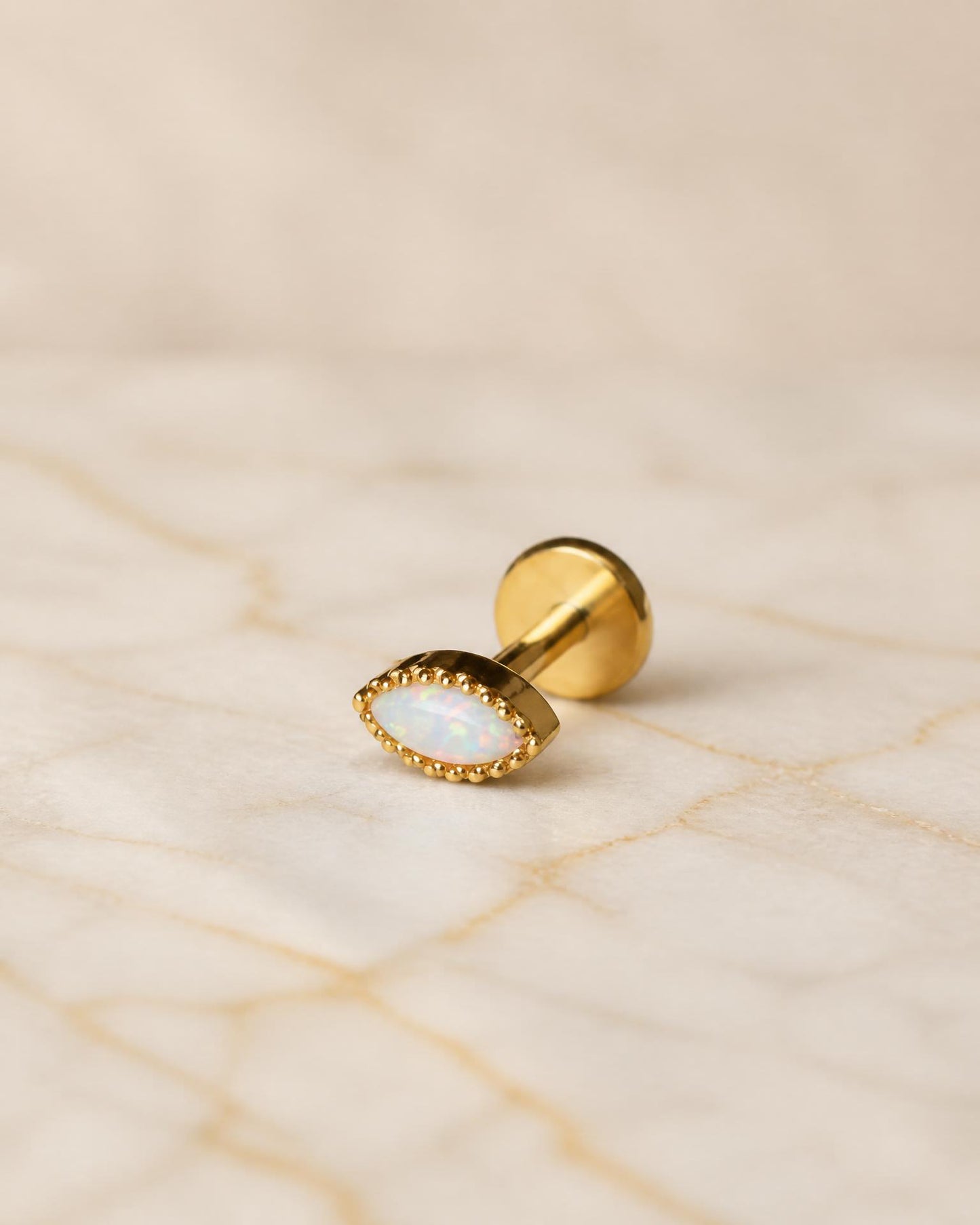 Marquise White Opal Stud