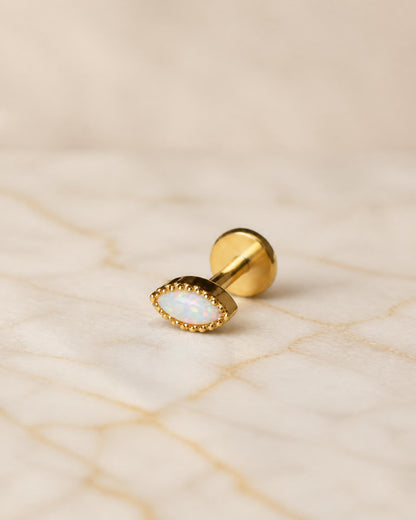 Marquise White Opal Stud
