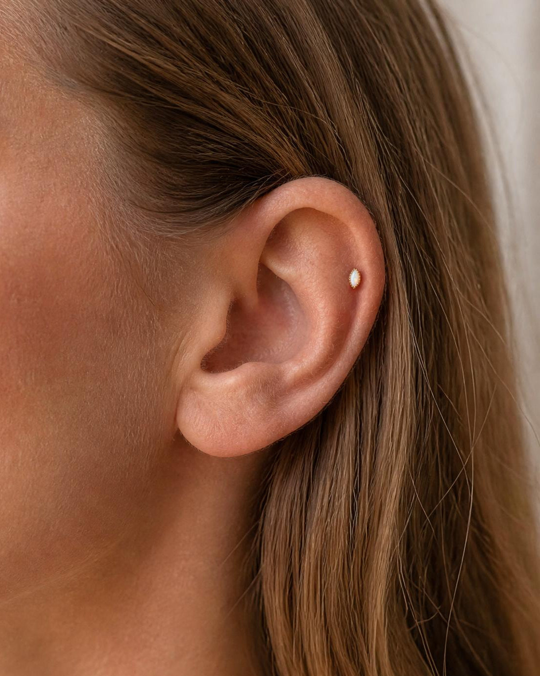 Marquise White Opal Stud