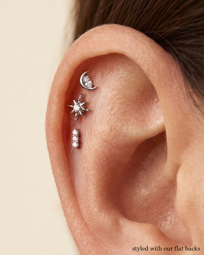 Dainty Crystal Starburst Threadless Labret
