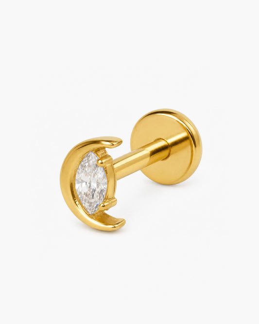 CZ Marquise Crescent Moon Internally Threaded
