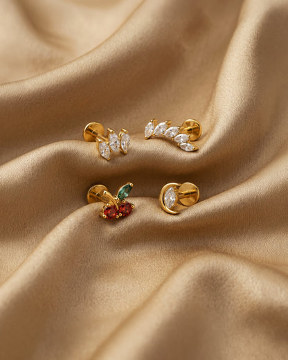 CZ Marquise Crescent Moon Internally Threaded