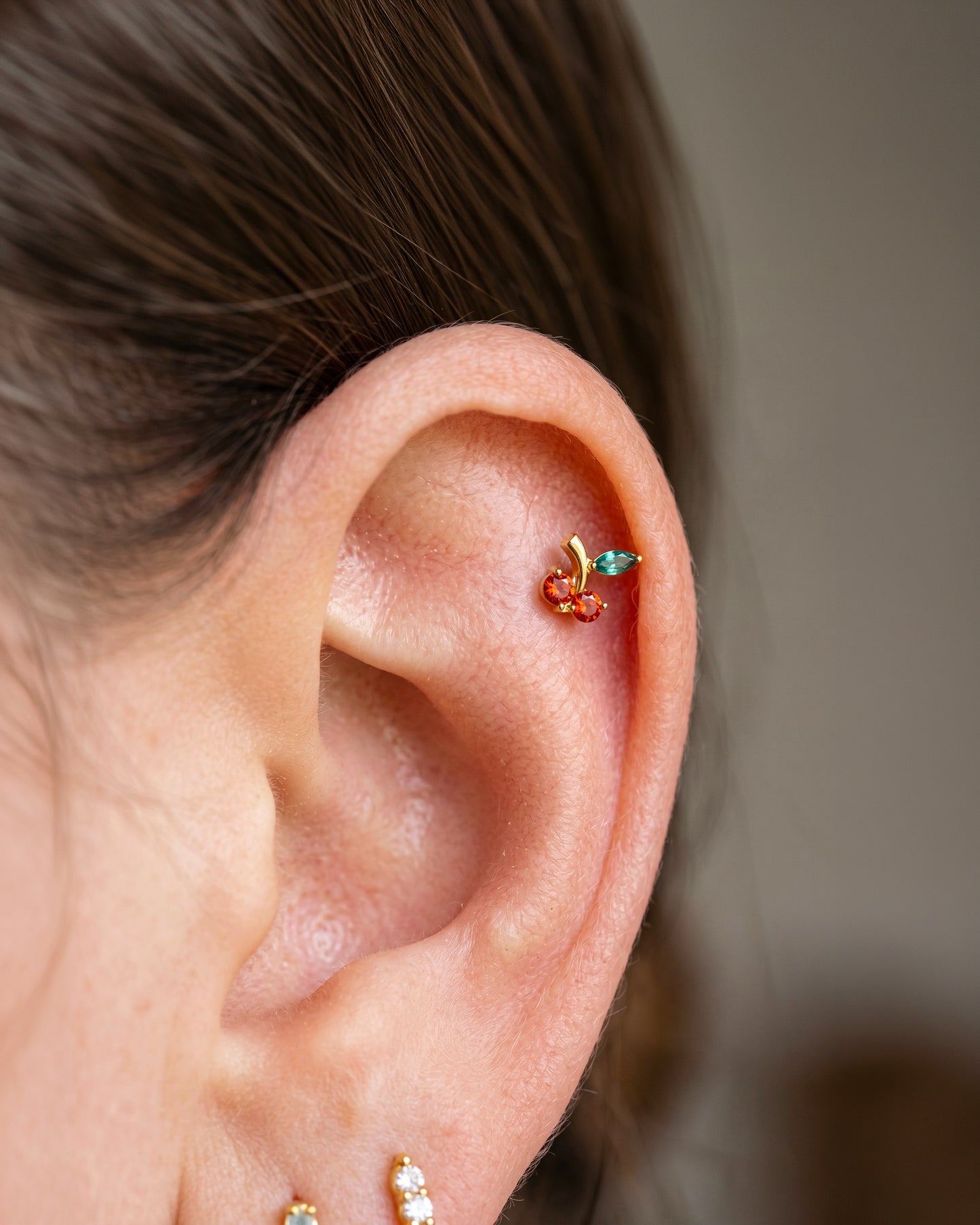 Cute Fruit Cherry Internally Threaded Flat Back