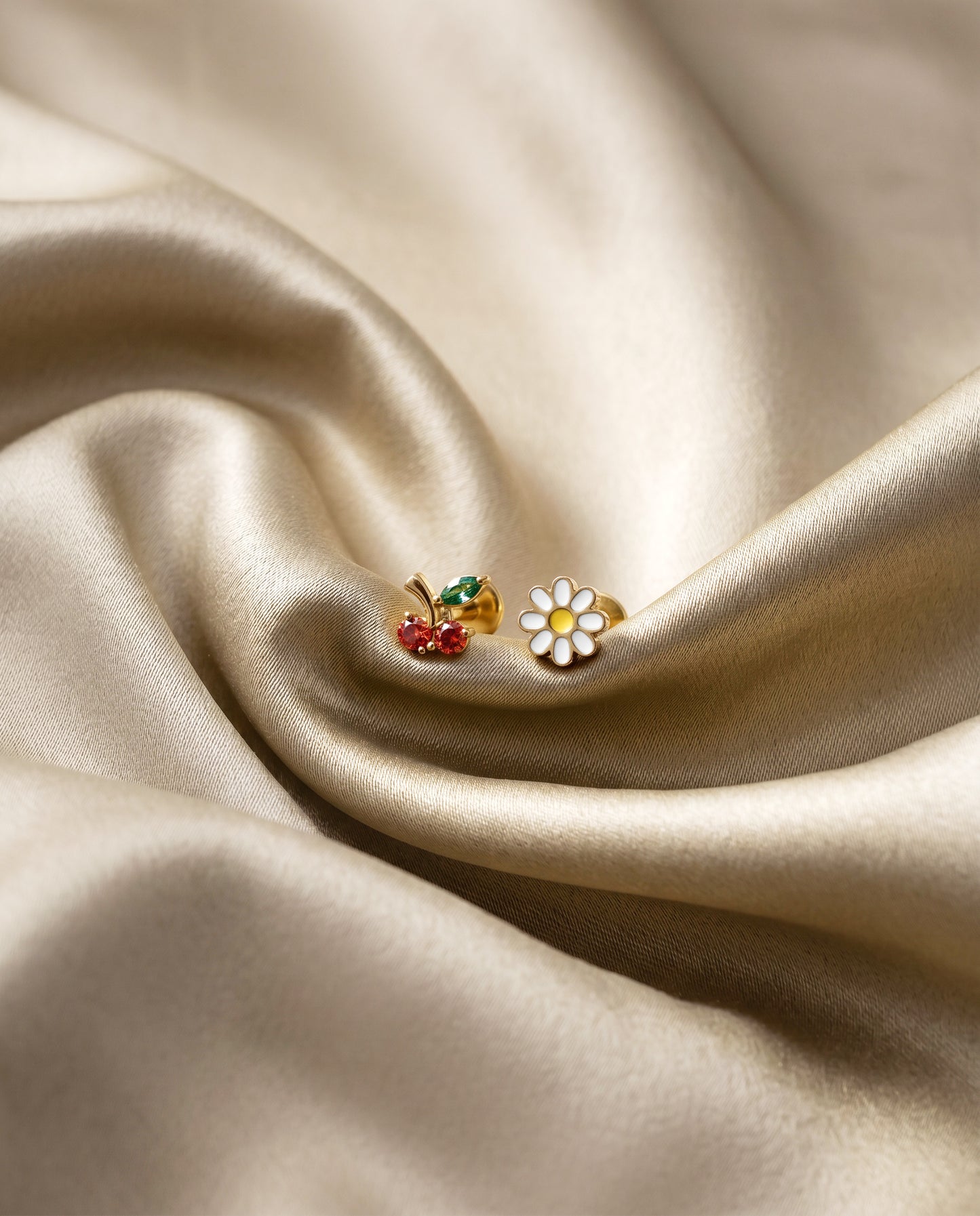 Cute Fruit Cherry Internally Threaded Flat Back
