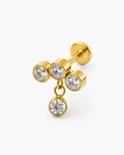 Bezel Cluster Dangle Stud