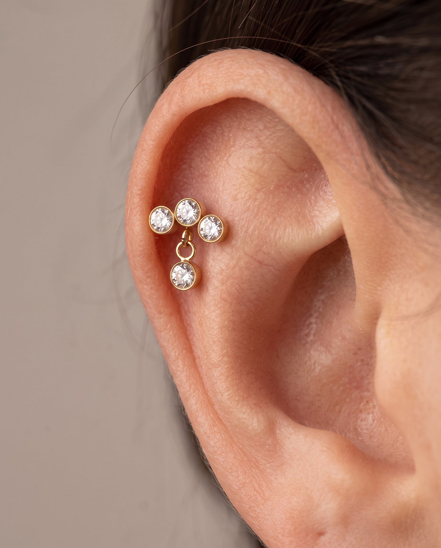 Bezel Cluster Dangle Stud