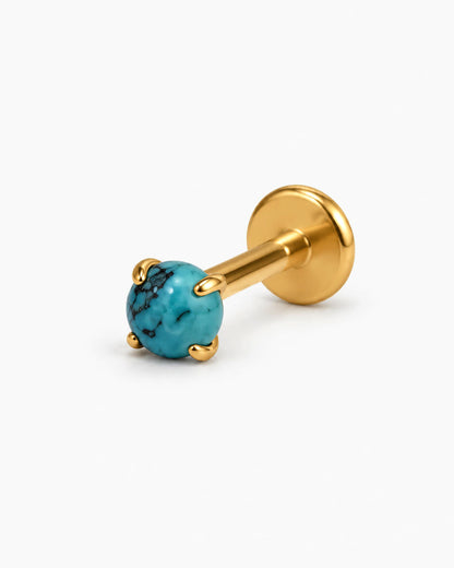 3mm Turquoise Flat Back Labret Stud